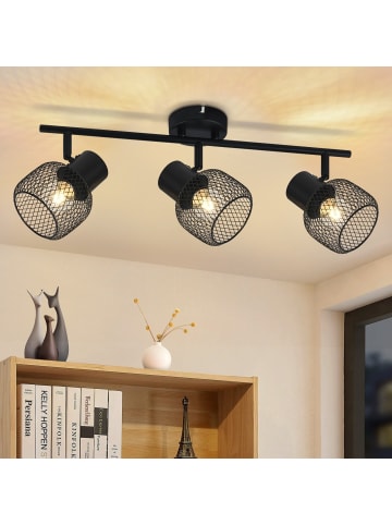 ZMH Deckenleuchte in schwarz 3-flammige E27 rund Vintage Metall verstelbar 330°