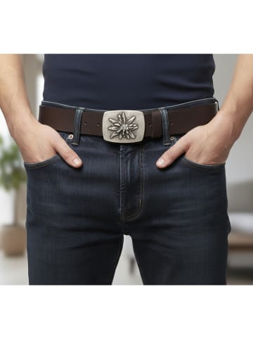 FRONHOFER Trachtengürtel Edelweiß in Trachten-braun