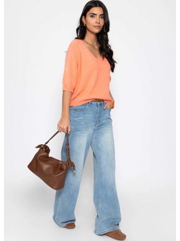 SASSYCLASSY Strickoberteil mit V-Ausschnitt in Koralle