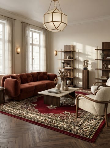 KADIMA DESIGN Teppich Kurzflor Waschbar Orientalisch ALETSCH Strapazierfähig OEKO-TEX in Rot