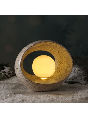 MARELIDA LED Solar Dekoleuchte Kugellampe im Stein Solarleuchte H: 21cm in beige