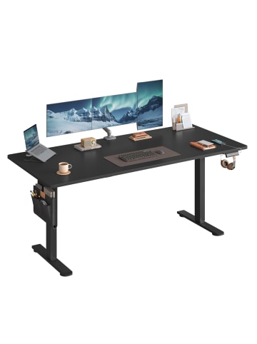SONGMICS Schreibtisch Balok in Schwarz - (B)80 x (H)(72-120) x (T)180 cm