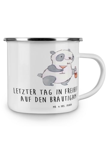 Mr. & Mrs. Panda Trinkbecher Junggesellenabschied Feier mit Spruch in Transparent