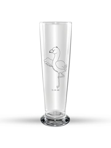 Mr. & Mrs. Panda Weißbierglas Flamingo Yoga ohne Spruch in Transparent