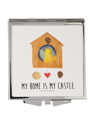 Mr. & Mrs. Panda Schminkspiegel Vogel Haus mit Spruch in Weiß