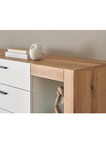 Furn.Design Highboard weiß matt, Evoke Eiche, Kommode 141 x 139 cm