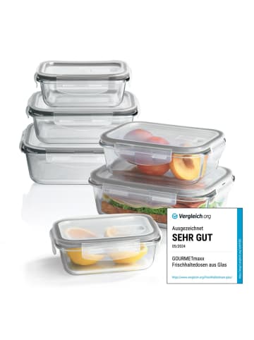 Gourmetmaxx GOURMETmaxx Glas-Frischhaltedosen Klick-it mit Mikrowellenventil - 12-tlg. - gra