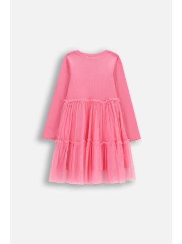 Coccodrillo Geripptes Kleid mit langen Ärmeln in rosa