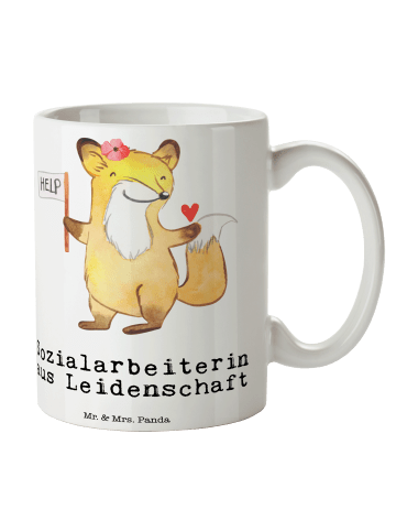Mr. & Mrs. Panda Tasse Sozialarbeiterin Leidenschaft mit Spruch in Weiß