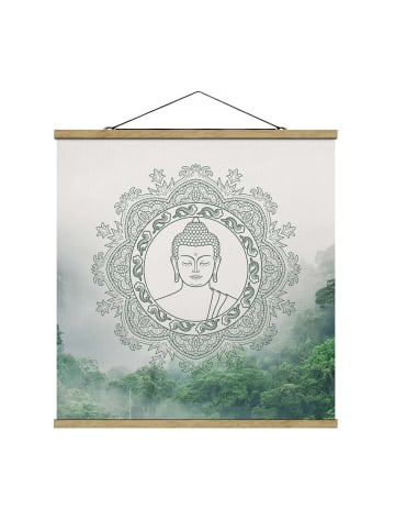 WALLART Stoffbild mit Posterleisten - Buddha Mandala im Nebel in Grün