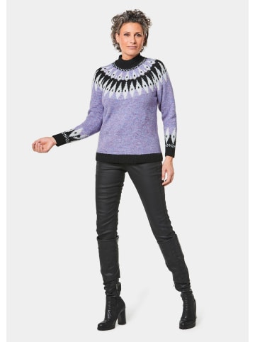 GOLDNER Norweger-Pullover mit wärmender Schurwolle in opalflieder / gemustert