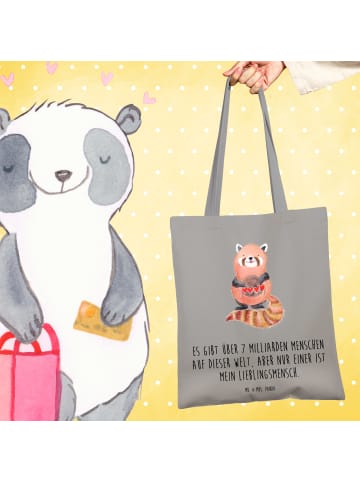 Mr. & Mrs. Panda Tote Bag Roter Panda mit Spruch in Light Grey