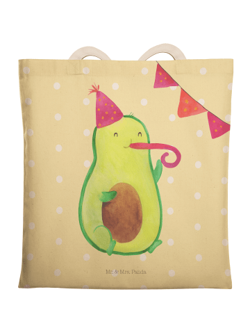 Mr. & Mrs. Panda Einkaufstasche Avocado Geburtstag ohne Spruch in Gelb Pastell