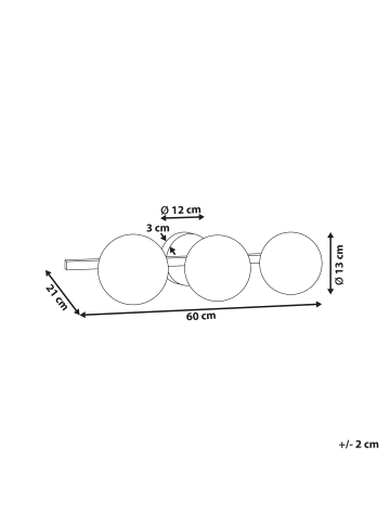Beliani Wandleuchten GIMONE in Schwarz/Weiß - (W) 60 x (H) 13 x (L) 21 cm