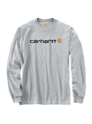 CARHARTT  Logo Long Sleeve in HEATHER GREY