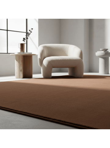 KADIMA DESIGN Teppich Kurzflor Waschbar Einfarbig LECH Microfaser OEKO-TEX in Braun
