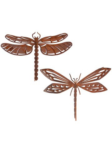 UNUS UNUS Gartenstecker Libellen 2er Set aus Metall in Rostoptik in Rost
