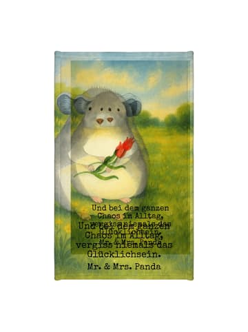 Mr. & Mrs. Panda Gästehandtuch Chinchilla Blume Design mit Spruch in Weiß