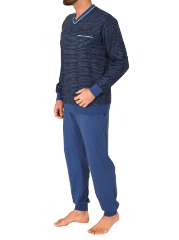 NORMANN Pyjama langarm Bündchen print - 75186 in marine