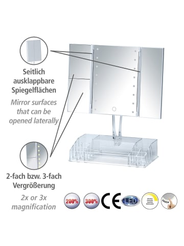 Wenko LED-Standspiegel mit Organizer Fanano in Weiß