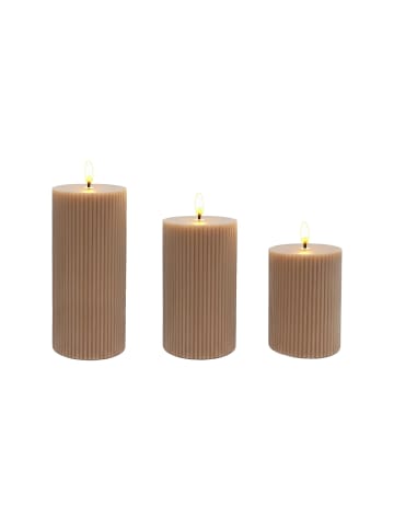 relaxdays 3 x LED Kerzen in Mocha Mousse