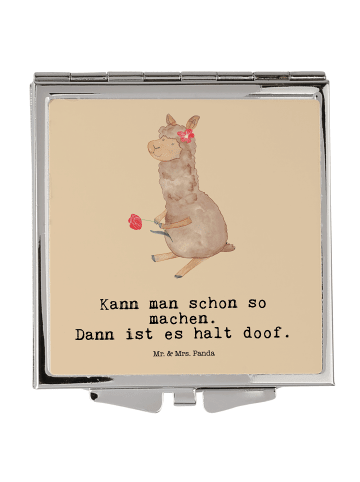 Mr. & Mrs. Panda Schminkspiegel klein Alpaka Blume mit Spruch in Kaktus Grün