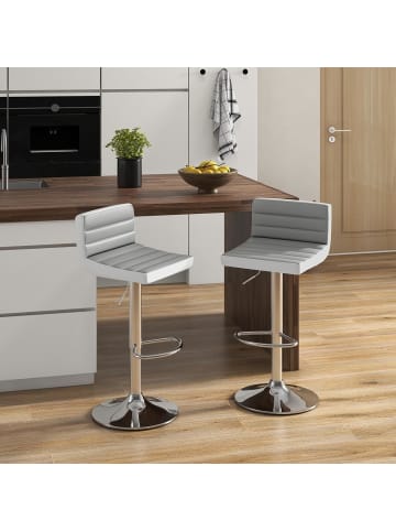 COSTWAY 2er Set Barhocker 37 x 42 x 82-102 cm in Grau