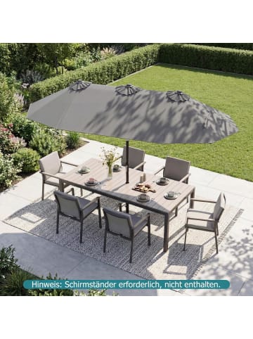 COSTWAY Doppelsonnenschirm knickbar 285x150cm in Grau