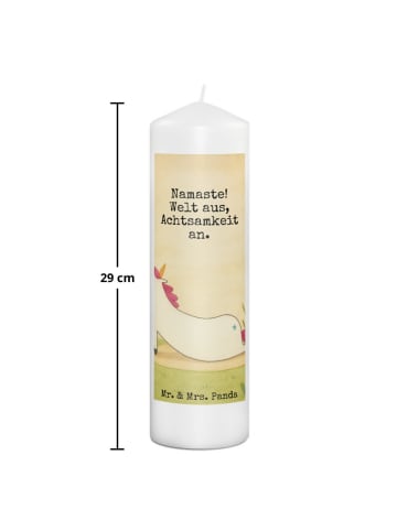 Mr. & Mrs. Panda Kerze Einhorn Yoga Design mit Spruch in Weiß