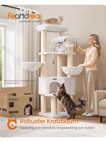 Feandrea Katzenbaum Clawfy in Weiß - (B)55 x (H)186.7 x (T)55 cm