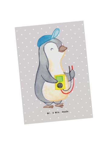 Mr. & Mrs. Panda Grußkarte Elektriker Herz ohne Spruch in Grau Pastell