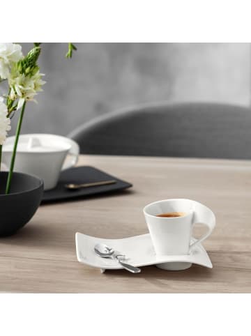 Villeroy & Boch 6er Set Espressotassen mit Unterteller NewWave Caffè 80 ml weiß in weiß