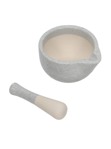 Excellent Houseware Küchenmörser mit Stößel, Keramik in Grau, (B) 11,4 x (H) 10 x (L) 11,4 cm