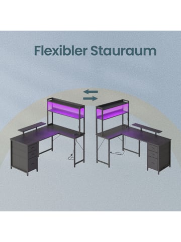 VASAGLE Computertisch Barnet in Schwarz - (B)140 x (H)150 x (T)100 cm
