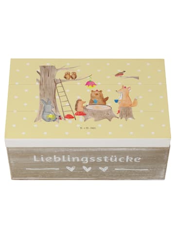 Mr. & Mrs. Panda Kiste Waldtiere Picknick mit Spruch in Gelb Pastell