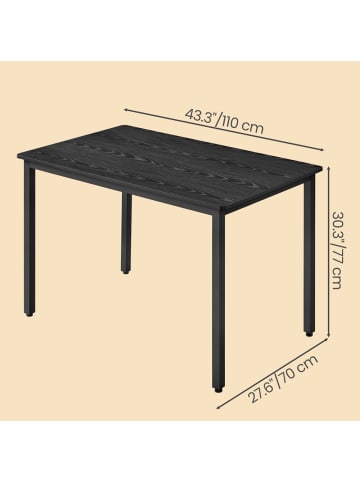 VASAGLE Esstisch Barnet in Schwarz - (B)110 x (H)77 x (T)70 cm