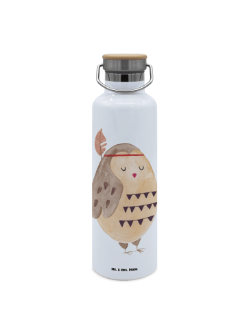 Mr. & Mrs. Panda Wasserflasche Eule Federschmuck ohne Spruch in Weiß