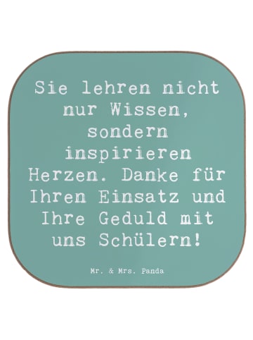 Mr. & Mrs. Panda Glas-Untersetzer Spruch Danke Lehrer mit Spruch in Meeresbrise