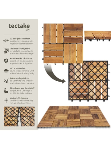tectake Terrassenfliesen 20er Set mit Klicksystem, 31 x 31 x 2,2 cm