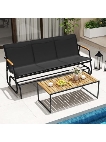 COSTWAY Gartenbank Schaukelbank 3-Sitzer in Schwarz