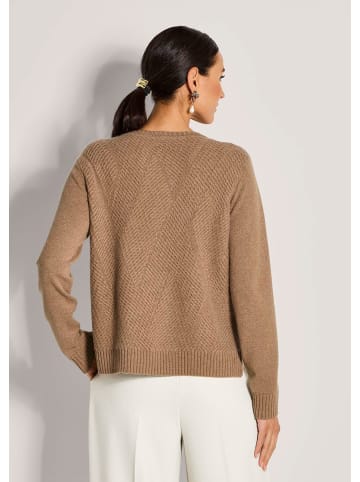 MADELEINE Luxuriöser Wollpullover mit Jacquard-Muster in tabakbraun / melange