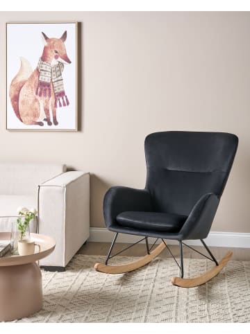 Beliani Schaukelsessel ELLAN in Schwarz/Braun - (W) 71 x (H) 97 x (L) 90 cm