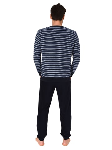 NORMANN langarm Frottee Schlafanzug Pyjama Bündchen - 82298 in dunkelblau