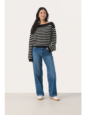 PART TWO Strickpullover LinnePW Gerade Passform in Black Stripe