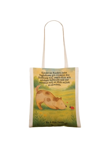 Mr. & Mrs. Panda Baumwolltasche Hund Marienkäfer Design mit Spruch in Weiß
