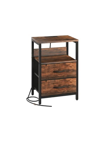 relaxdays Beistelltisch in Braun/ Schwarz - (B)40 x (H)60 x (T)30 cm