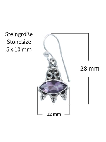 mantraroma 925er Silber - Ohrringe (L) 12 x (B) 28 mm mit Amethyst facettiert