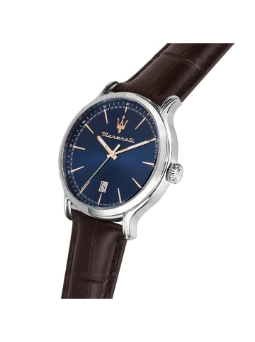 Maserati Herrenuhr Epoca Edelstahl Blau / Braun / Silber