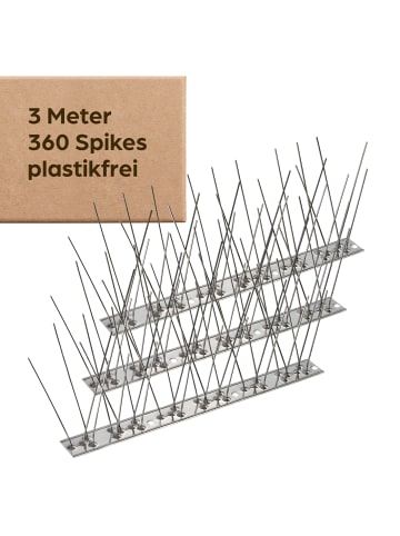 Praknu Taubenspikes Edelstahl 3m – 360 Spikes – Balkon, Dach, Fensterbank – Wetterfest