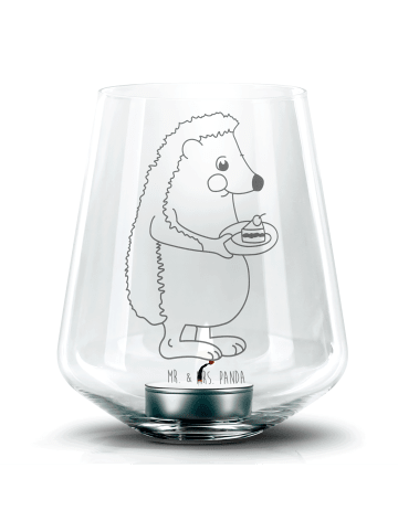 Mr. & Mrs. Panda Windlicht Glas Igel Kuchenstück ohne Spruch in Transparent